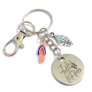 Life Is Better In Flip Flops Key Chain Purse Charm Sea Shell